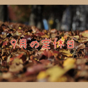 【サロン情報・定休日】２０２１年９月の定休日のお知らせ♪
